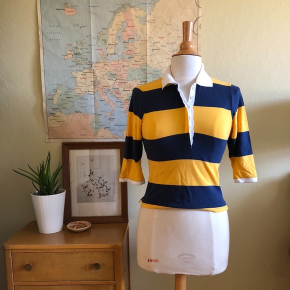 Abercrombie & Fitch Tops - A&F Blue and Yellow Rugby Shirt